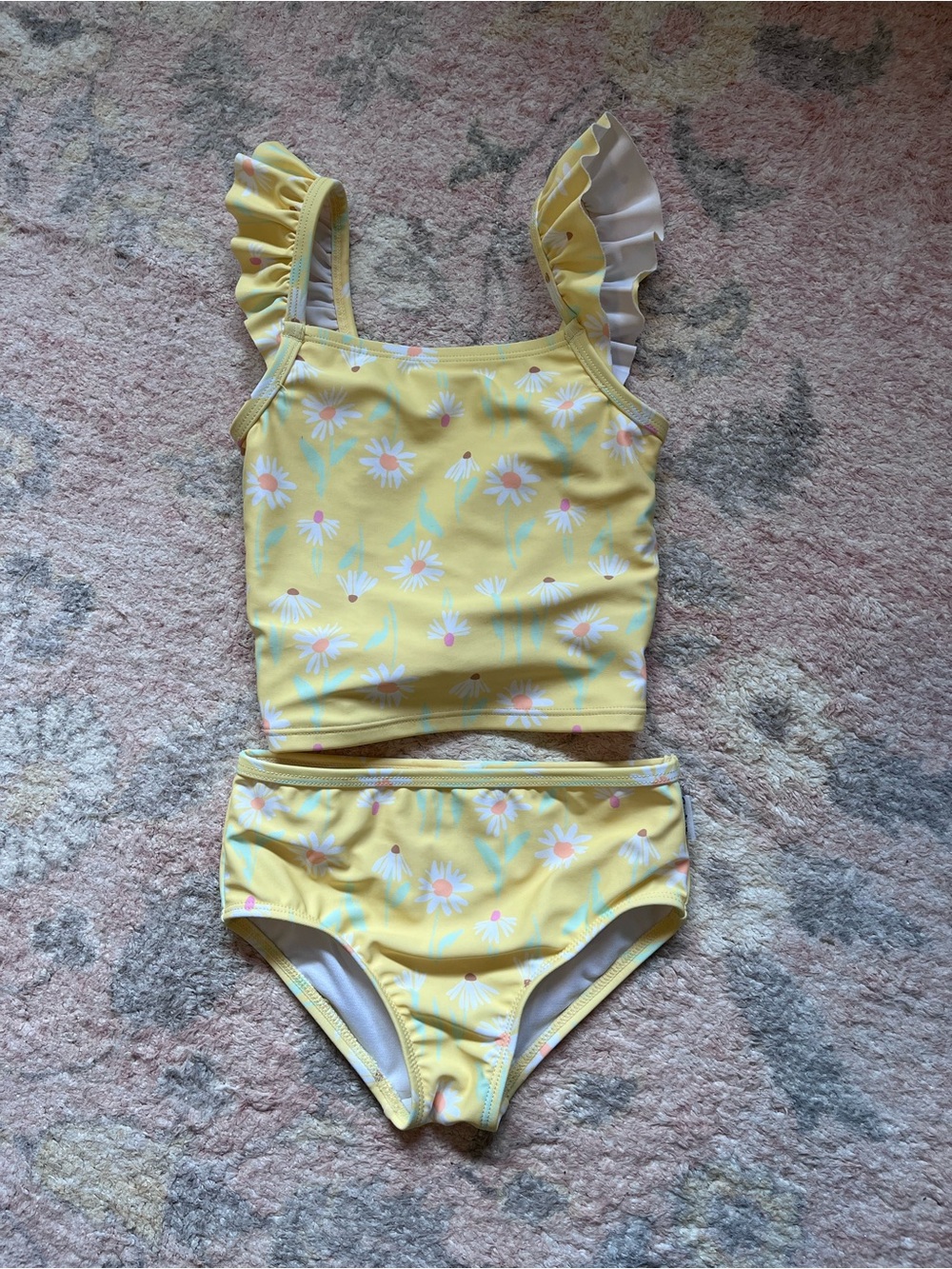 3T Gerber Yellow Floral Ruffle Tankini Top